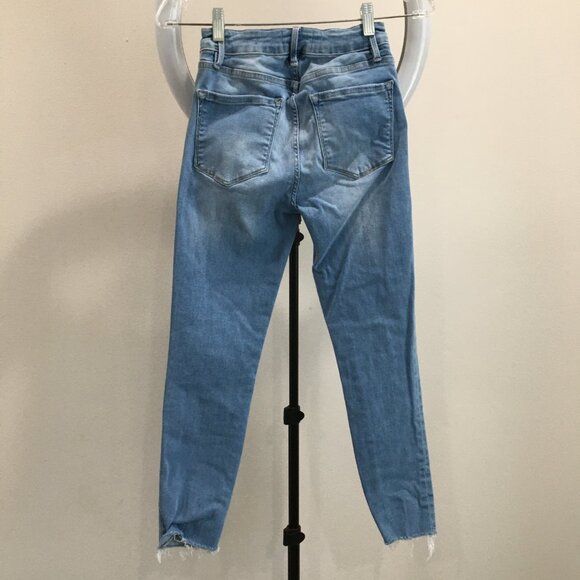 FRAME Le One Skinny Caspio Fray Edge Hem Organic Cotton Blend Slim Fit Jeans - Picture 9 of 10